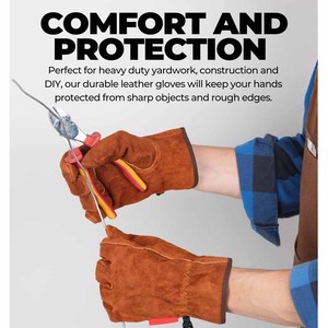 Top Quality Cowhide Split Leather <b>Driver</b> <b>Gloves</b> Soft & Comfortable Heavy Duty Abrasion Resistant Constriction Gardening <b>Gloves</b> - Product Image 3