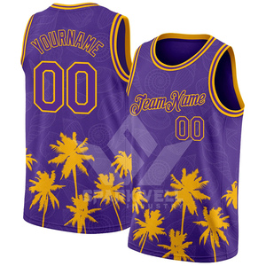 Maillot de basketball personnalisé sublimé noir et rouge avec motif palmier, sans manches, unisexe, pour adulte, avec nom et numéro d'équipe, respirant - Product Image 4