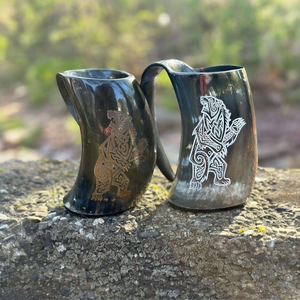 Tasses en corne naturelles artisanales écologiques au design moderne, style nordique authentique pour hommes - Décoration de fête à domicile - Product Image 2