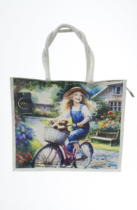 Bolsa de Mano de Lona con Diseño Moderno y Estampado Personalizado, con Cierre de Cremallera, Patrón Sólido, Bolsa de Compras Reutilizable para Todas las Temporadas, URBAN TOTE - Product Image 2