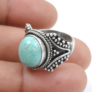 Anillo de plata de ley 925 con piedra turquesa, hermoso regalo para ella, joyería increíble, estilo bohemio vintage, unisex, para uso diario. - Product Image 1