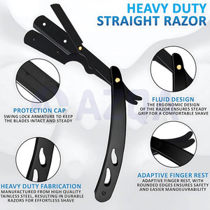 Professional Stainless Steel Matte Black Color Coated Barber Straight Folding <b>Razor</b> for Grooming and Shaving - Product Image 3