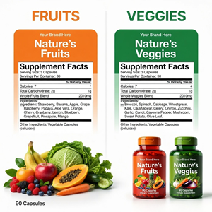 Suplementos de Frutas y Verduras de Marca Privada Hechos con Superalimentos Integrales y 90 Cápsulas de Vegetales y 90 de Frutas - Product Image 4