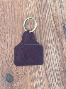 ใหม่ทําด้วยมือสไตล์ตะวันตกลายนูนหนังพวงกุญแจพวงกุญแจพิมพ์ลายดอกไม้พวงกุญแจที่กําหนดเองพวงกุญแจหนังแท้ - Product Image 6