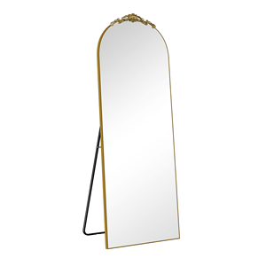 63\"*25\" Wood Framed Full-Length <b>Mirror</b> with Stand Right-Angled Arched Gold for Living Room Bedroom Hanging <b>Leaning</b> Wall - Product Image 6