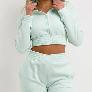 Ensemble survêtement femme Econex Sports, couleur unie, sweat-shirt à capuche et pantalon long, coupe décontractée, coupe régulière, coupe-vent, 100% coton - Product Image 4
