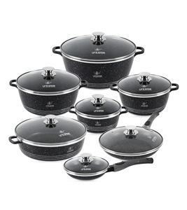 Ensemble complet d'ustensiles de cuisine antiadhésifs en granit avec couvercles, poignées de poêle amovibles, ensemble de cuisine pratique et luxueux - Product Image 1