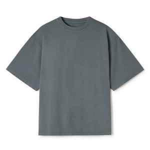 Camiseta de Algodón Rosa Oversize para Hombre, Manga Corta, Cuello Redondo, Casual, Color Sólido, Tejido Jersey, Teñido Liso - Product Image 4