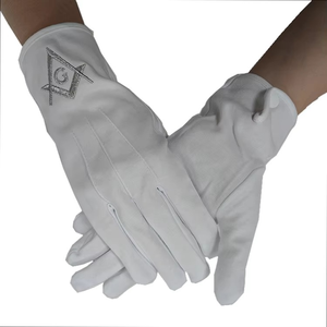 Gants maçonniques personnalisés à bas prix, brodés, unis, en coton blanc, pour cérémonies religieuses, gants de régalia maçonniques - Product Image 6