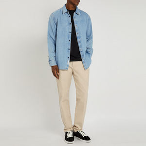 Summer Breathable Knitted Polyester/Cotton Satin Casual Anti-Wrinkle Single Button Turn-<b>down</b> Collar Full Sleeve Men's Shirt - Product Image 3