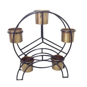 Pots de fleurs modernes en métal avec support pour plantes d'intérieur, décoration de la maison, style minimaliste, finition thermolaquée - Product Image 1