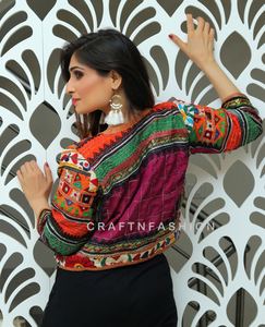 Blouson Bomber Court Écologique et Respirant Grande Taille pour Femme, Style Bohème Gypsy, Broderie Florale Vintage et Broderie Miroir Épaisse - Product Image 5