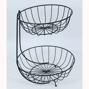 Panier de rangement en fil métallique à 2 niveaux avec poignées, organisateur de salle de bain moderne circulaire pour serviettes et articles de toilette - Product Image 4