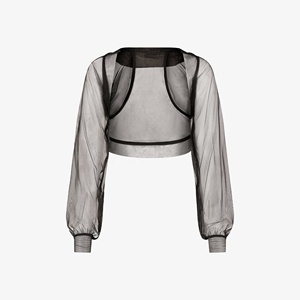 Custom High Quality Fashion Full Sleeve Mesh Bolero Shrug Sexy <b>Sheer</b> Knitted Slim Fit Front Women Open Front Short Mesh Shrug - Product Image 6