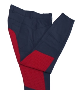 Ceinture élastique spéciale Pantalon d'équitation en micro tissu gris Poche avant rouge Poche arrière Culotte de yoga saisonnière avec élastique couvert - Product Image 2