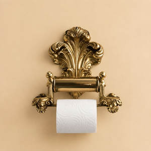 Porte-papier toilette mural en laiton antique de luxe, support décoratif pour rouleau de papier, accessoires de salle de bain vintage, décoration pour la maison et l'hôtel - Product Image 1
