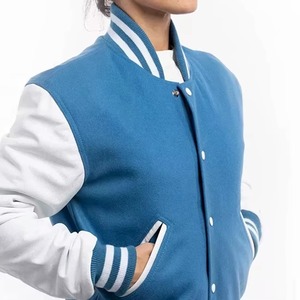 Custom Women Varsity Jacket Wool Body Genuine Leather Sleeves Letterman Baseball Coat Premium Quality OEM ODM Sample Service - Product Image 1