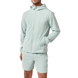 Ensemble deux pièces homme grande taille respirant et léger pour l'été : veste courte coupe-vent et short, séchage rapide, style urbain - Product Image 1