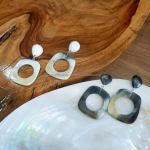 งานหัตถกรรมจากธรรมชาติทำด้วยมือน้ำหนักเบาทันสมัยต่างหูทรงเขาควายต่างหูทรงหยดน้ำมีรูกระดุมรูปวงรีสำหรับผู้หญิง - Product Image 1