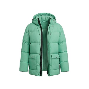 Hooded Quilted Waterproof <b>Bubble</b> Jacket Black Full Sleeve Winter Windproof Cotton Shell Knitted Fabric Polyester Filling Stand - Product Image 4