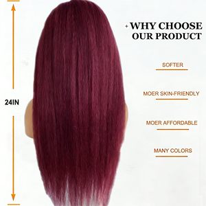 <b>Red</b> Hairline Soft Strands Four C Edges Brazilian Remy <b>Wig</b> Machine Double Weft Double Drawn Natural Kinky Texture Perm Ready All - Product Image 3