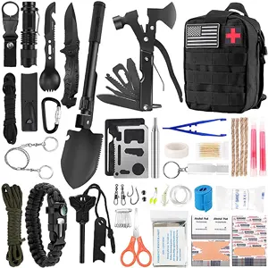 142pcs OEM Hot Sale Snow Tactical Emergency War Outdoor Bug Out Bag Survival Kits Emergency Kit Outdoor First Aid MOLLE Pouch