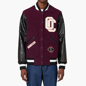 Chaqueta Varsity Letterman para Hombre, Cuerpo de Lana, Mangas de Cuero Genuino, Chaqueta de Invierno, Logotipo Personalizado, OEM, Venta al Por Mayor, El Mejor Diseño - Product Image 1