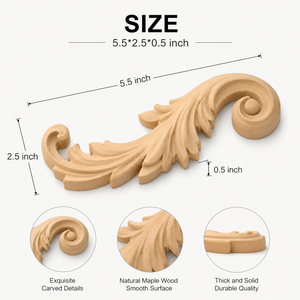 Customized Solid Wood Floral Carving Onlays Sculpture Kitchen Furniture <b>Cabinet</b> Decoration Wood Applique Home Furniture - Product Image 2