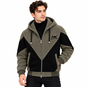 Men's Color Block <b>Hooded</b> <b>Jacket</b> Zip Up <b>Fleece</b> Sweatshirt Casual Winter Streetwear Hoodie <b>Jacket</b> - Product Image 1