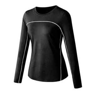 Custom <b>Women</b> Long Sleeve <b>Rash</b> <b>Guard</b> Black Quick Dry Polyester Sport Top - Product Image 3