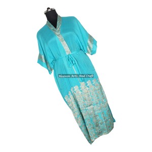 Heaven Arts and Craft KL005 Camisón Kimono Vintage para Mujer, Manga Media, Mezcla de Poliéster y Seda, Secado Rápido, Multicolor - Product Image 2