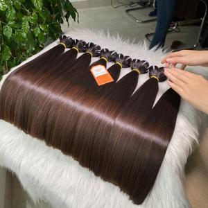 Extensiones de Cabello Humano Liso Marrón de Donante Único Vietnamita, Tendencia 2025, Suaves al Tacto, Paquetes Planos, Cierre de Peluca, Precio al por Mayor - Product Image 2