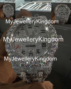 Montre de luxe automatique mécanique pour homme, en acier inoxydable, avec verre Moissanite personnalisé couleur VVV, de haute qualité, style Hip-hop, par un designer de renom. - Product Image 4