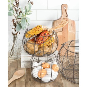 Panier de rangement en métal avec revêtement en poudre de qualité supérieure et poignées en bois pour la maison - Product Image 4