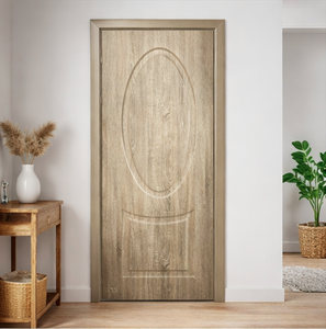 Puertas Modernas de MDF Sólido con Revestimiento de PVC Imitación Madera, Resistentes al Agua y a las Termitas, para Entrada de Apartamentos, Salas de Estar y Hoteles - Product Image 4