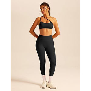 Ensemble de yoga pour femmes, soutien-gorge de sport sans couture, leggings taille haute, poche porte-cartes, nylon, élasthanne - Product Image 4
