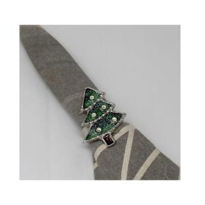 Porte-serviettes moderne en aluminium orné de strass, motif sapin de Noël écologique, pour décoration de table festive de Noël et de mariage d'hiver. - Product Image 1