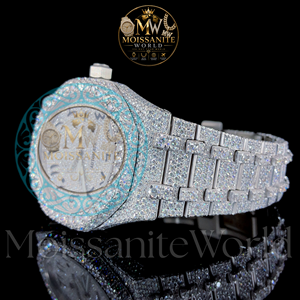 Montre analogique à quartz en verre blanc, mouvement à quartz, diamants VVS, moissanite, bracelet en acier inoxydable, luxe, mode, étanche 3 ATM - Product Image 2