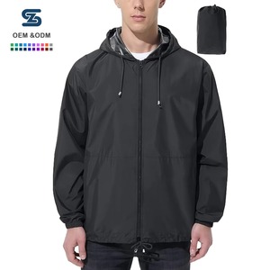 Mens Long Waterproof Rain <b>Jacket</b> Stand Collar Zipper Lightweight <b>Packable</b> Windbreaker for Travel Hiking Cycling - Product Image 1