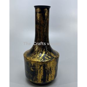 Vase en métal fait main moderne, finition noire et dorée, vase décoratif pour table, élégant accessoire de décoration intérieure, centre de table, cadeau - Product Image 2