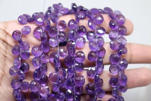 Cuentas de piedra de amatista Africana facetada en forma de corazón de 8-9mm, corte lateral de 8 pulgadas, venta al por mayor para la fabricación de joyas - Product Image 2