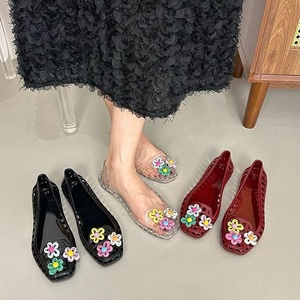 Yesteem thanh lịch pha lê <span class=keywords><strong>Jelly</strong></span> giày với trong suốt vuông Toe mùa hè PVC đế ngoài trời Slip-On nền tảng có thể tháo rời DIY - Product Image 4