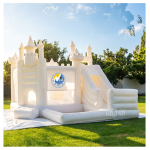 Castillo Inflable Blanco Elegante <span class=keywords><strong>para</strong></span> Bodas, con Tobogán y Piscina <span class=keywords><strong>de</strong></span> Pelotas, Inflables Resistentes <span class=keywords><strong>de</strong></span> PVC <span class=keywords><strong>para</strong></span> Niños, <span class=keywords><strong>para</strong></span> <span class=keywords><strong>Alquiler</strong></span> - Product Image 1