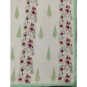 Edredón Reversible de Algodón 100% con Estampado Floral a Mano, Estilo Vintage, Ecológico, para Cama Doble, Color Blanco - Product Image 2