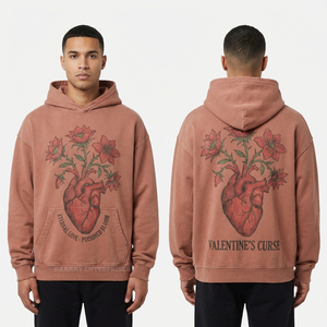Sudadera con capucha amarilla personalizada de manga superpuesta para hombre, con estampado gráfico de Cupido 'Blinded By Love', estilo jersey oversize de streetwear para club de amantes - Product Image 4