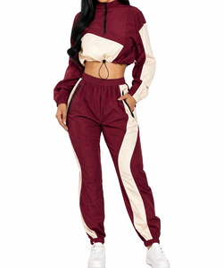 Conjunto Deportivo Personalizado OEM para Mujer, Chaqueta Corta y Pantalones Jogger, Ropa Deportiva de Nailon - Product Image 3