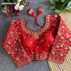 Colección de Blusas Listas para Usar de Seda Vichitra de la Mejor Calidad con Trabajo de Lentejuelas Zari para Festivales, Proveedor Indio, Moda Femenina - Product Image 3