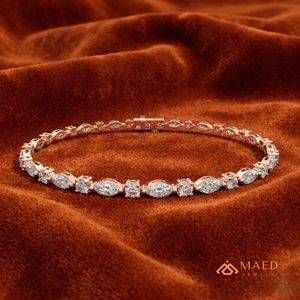 Pulsera de tenis de moissanita para mujer, oro rosa, cadena fina, joyería de moda, piedra marquesa, accesorio elegante, regalo - Product Image 4