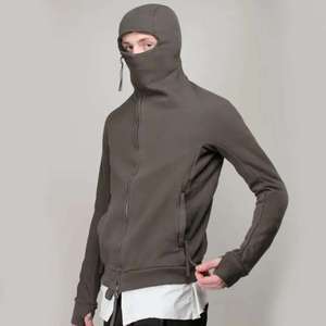 Sudadera con Capucha y Máscara Facial Integrada Personalizable para Hombre, Sudadera con Cremallera de Peso Pesado Lisa, Chaqueta con Capucha y Cremallera Personalizable - Product Image 1