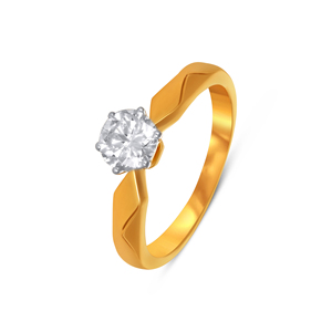 Anillo de Diamantes Solitario de Precisión, Anillo de Compromiso de Diamantes Solitario de Corte Brillante Redondo en Oro Amarillo de 18K de Lujo para Mujer - Product Image 1